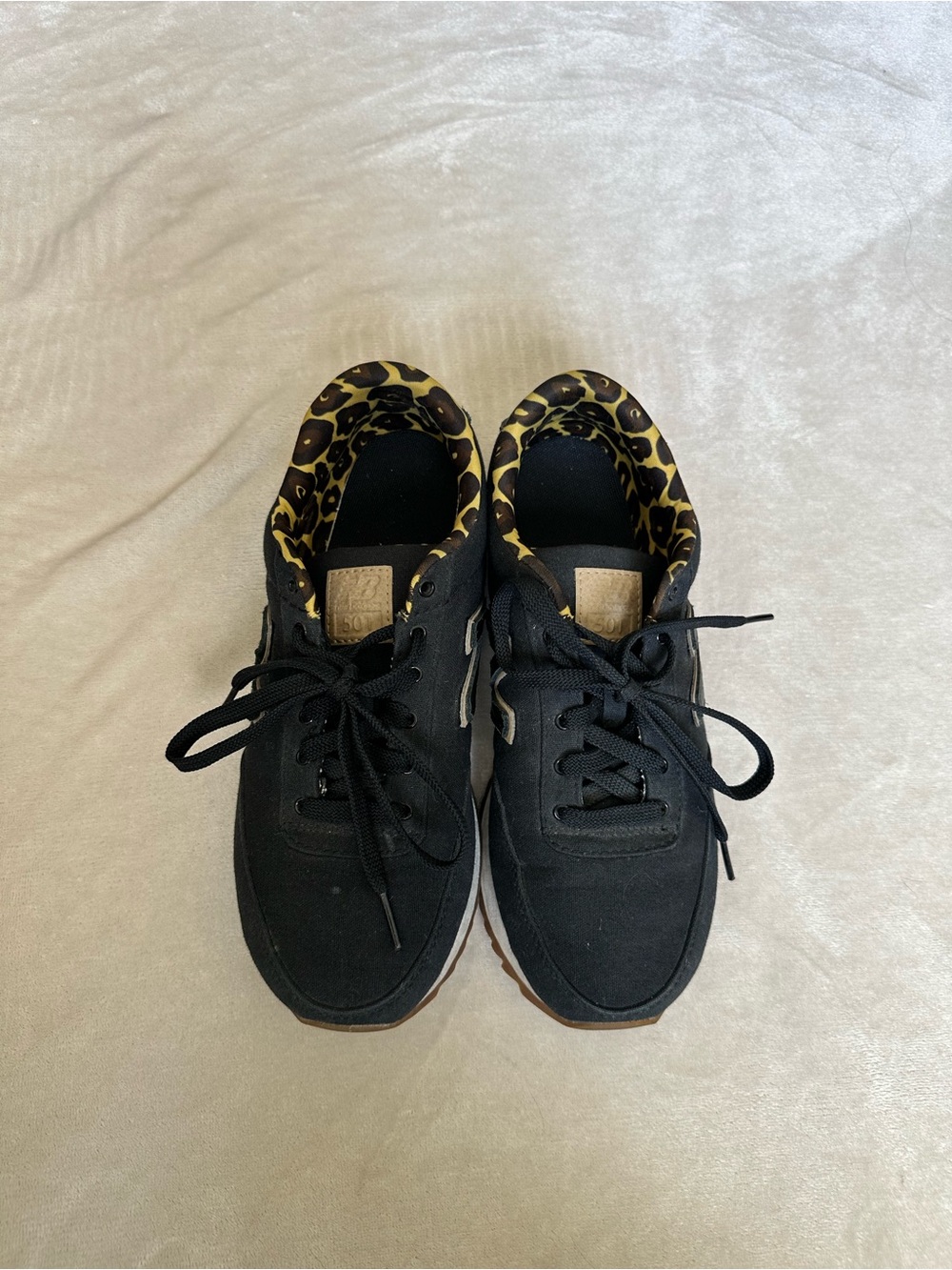 New Balance 501 Leopard Print Sneakers Black Canvas Womens 8.5 WZ501JAA - Picture 2 of 6
